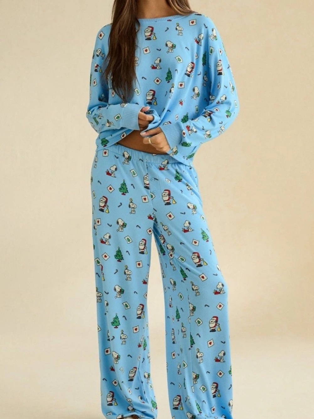 American Eagle AE Snoopy Christmas Pajamas PJ Set Sz Large New - Picture 3 of 6